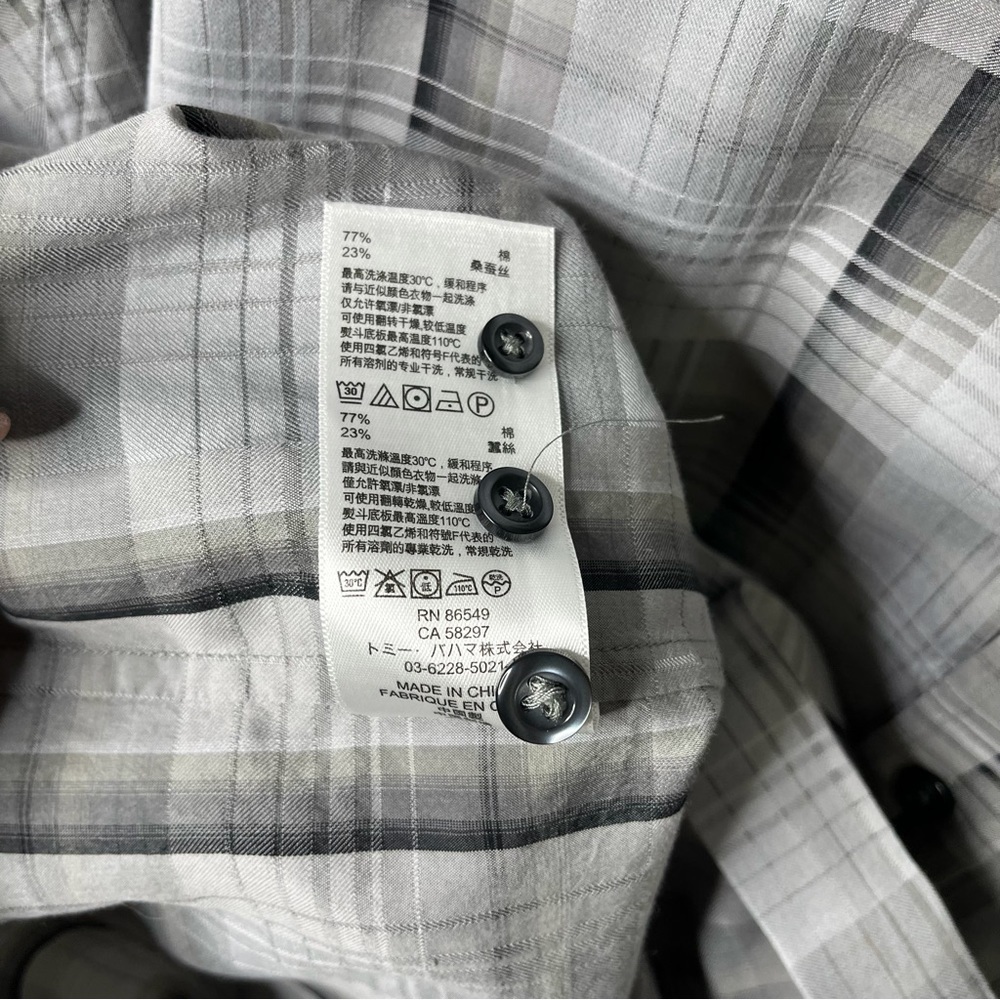 Tommy Bahama Shadow Ridge Plaid Button Down Shirt Gray Size XL Long Sleeve - Picture 7 of 7